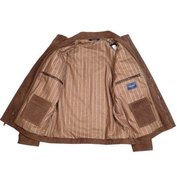 NWT Peter Millar Calfskin Crown Crafted Leather Bomber Jacket/ Large - Picture 8 of 10